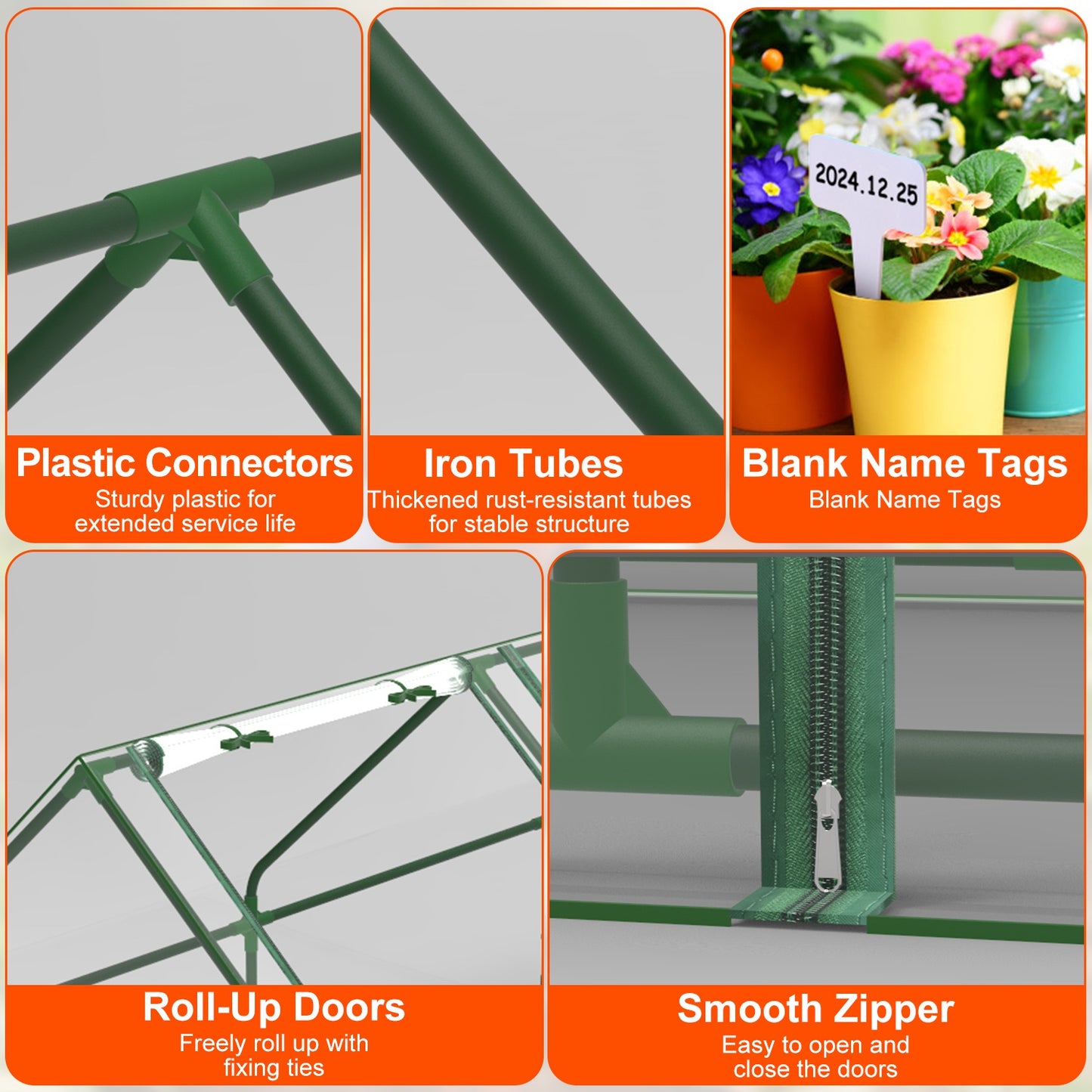 Portable Mini Greenhouse 70x33x37in with Roll-Up Zipper Doors Waterproof UV Cover