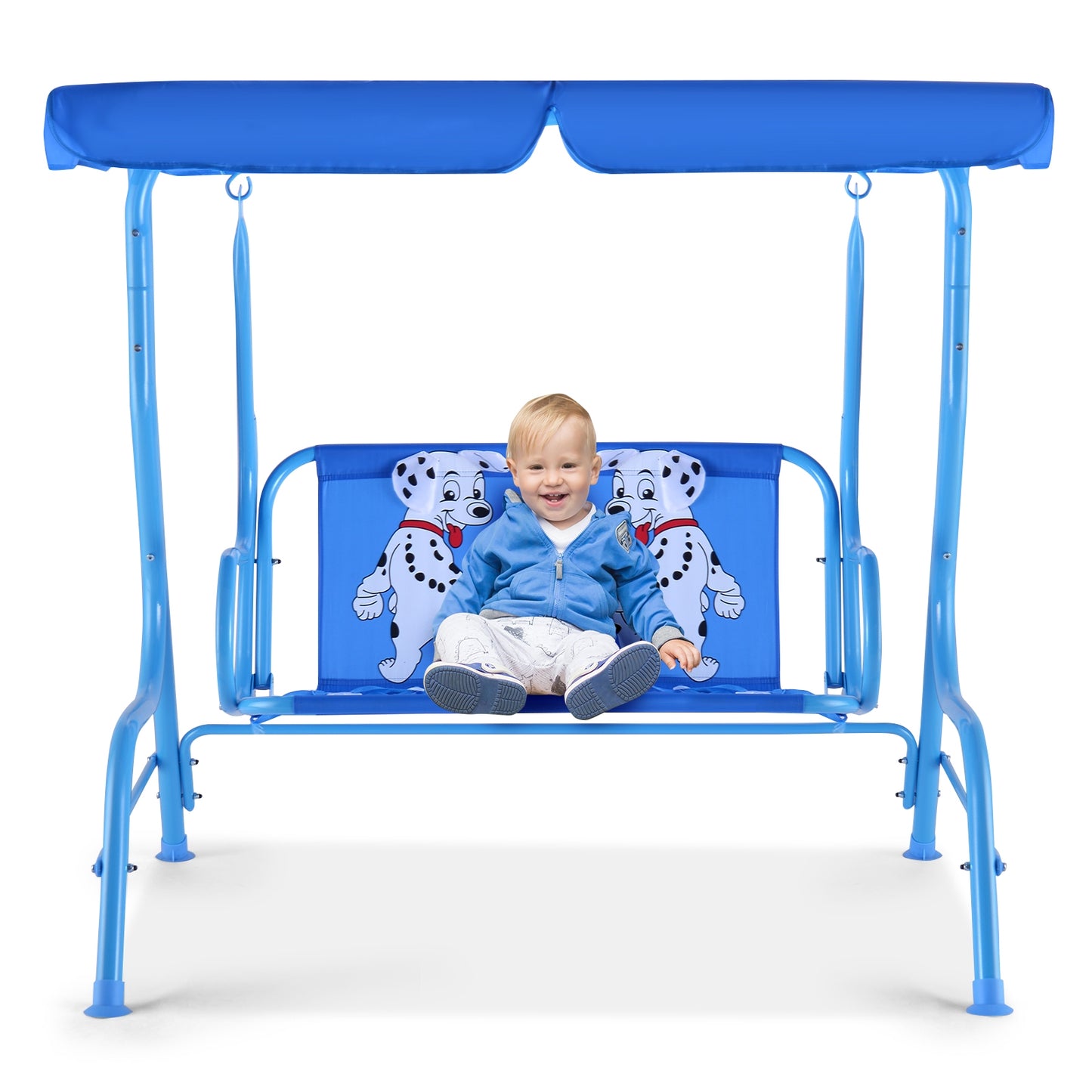 Outdoor Kids Swing Bench with Adjustable Canopy - 2 Seats