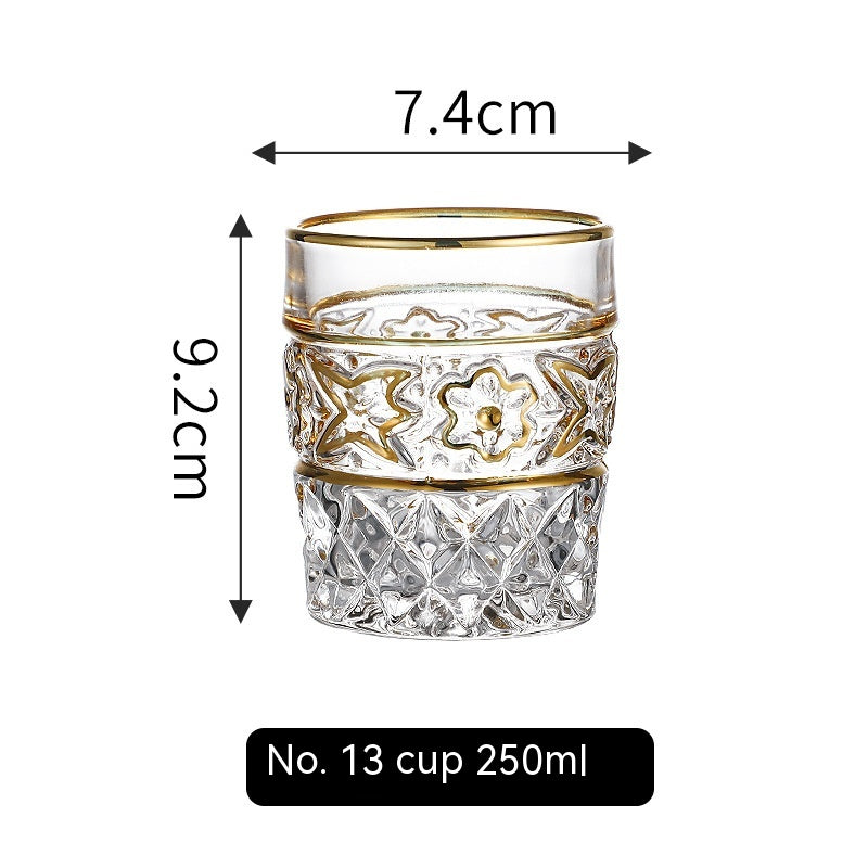 Gold Line Wine Glass Set - Whiskey & Cocktail Drinking Cups for Home Bar