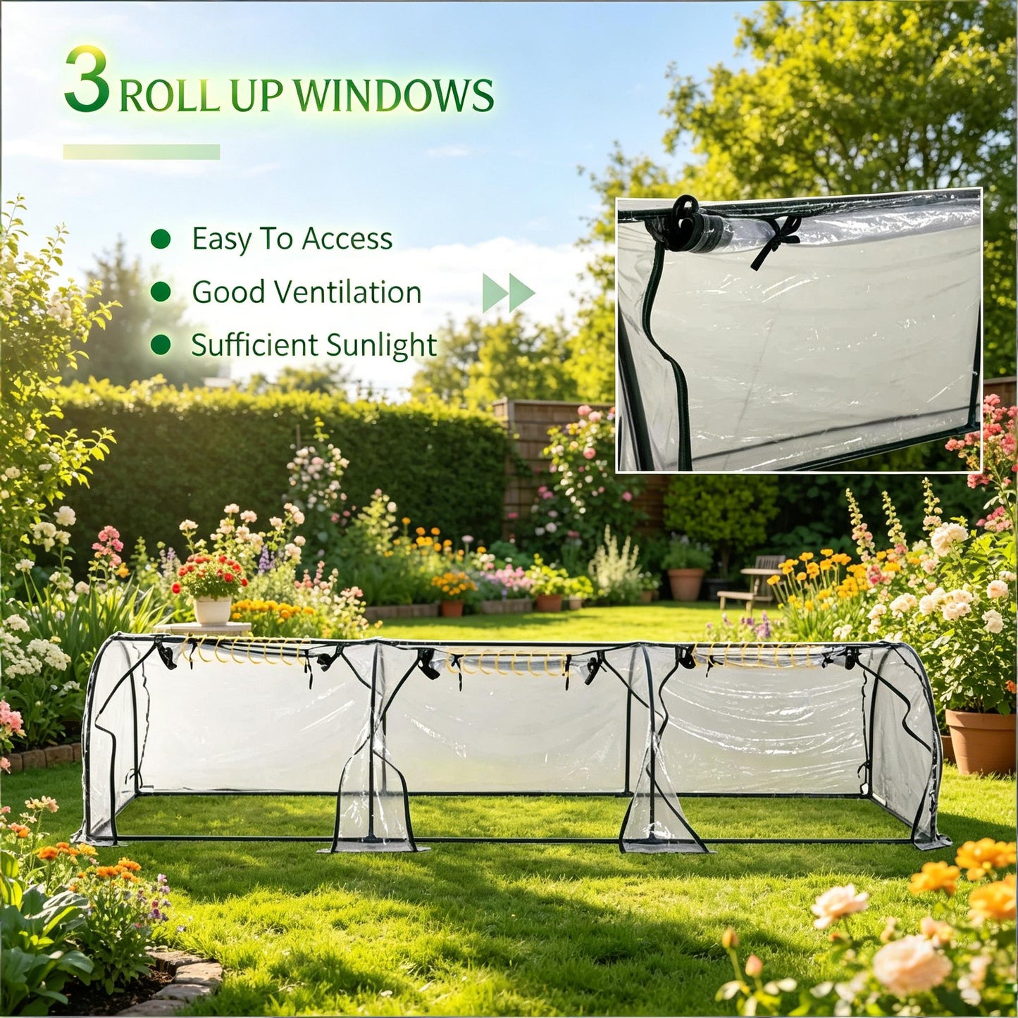 Portable Tunnel Greenhouse - Clear & Dark Green Options