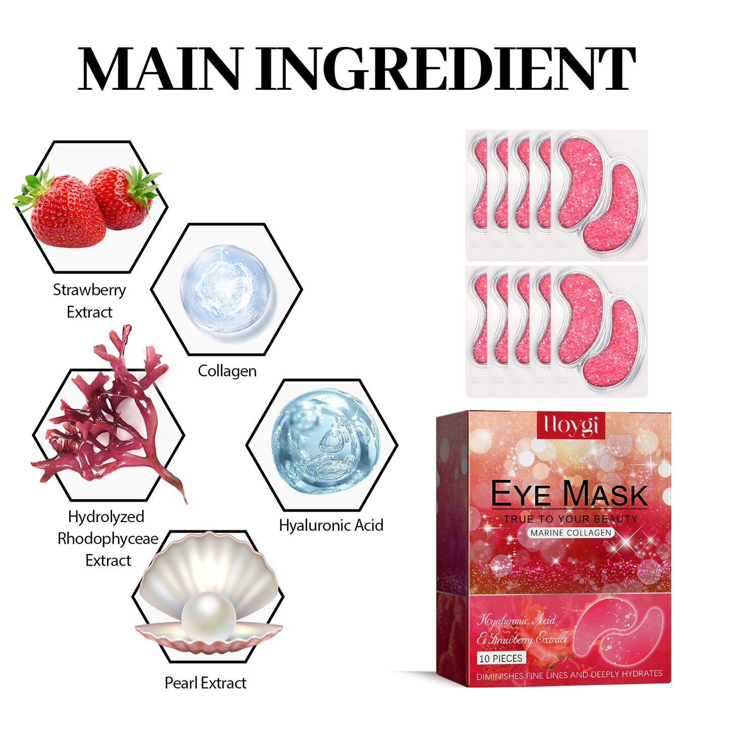 Strawberry Collagen Eye Gel Patches - Anti-Aging & Dark Circle Treatment