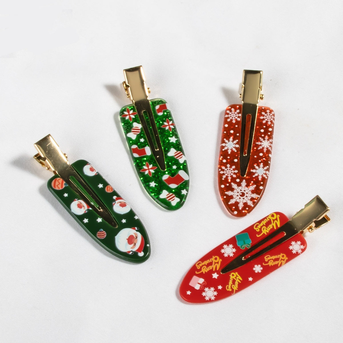 Christmas Holiday Hair Clips - Festive Acrylic Designs
