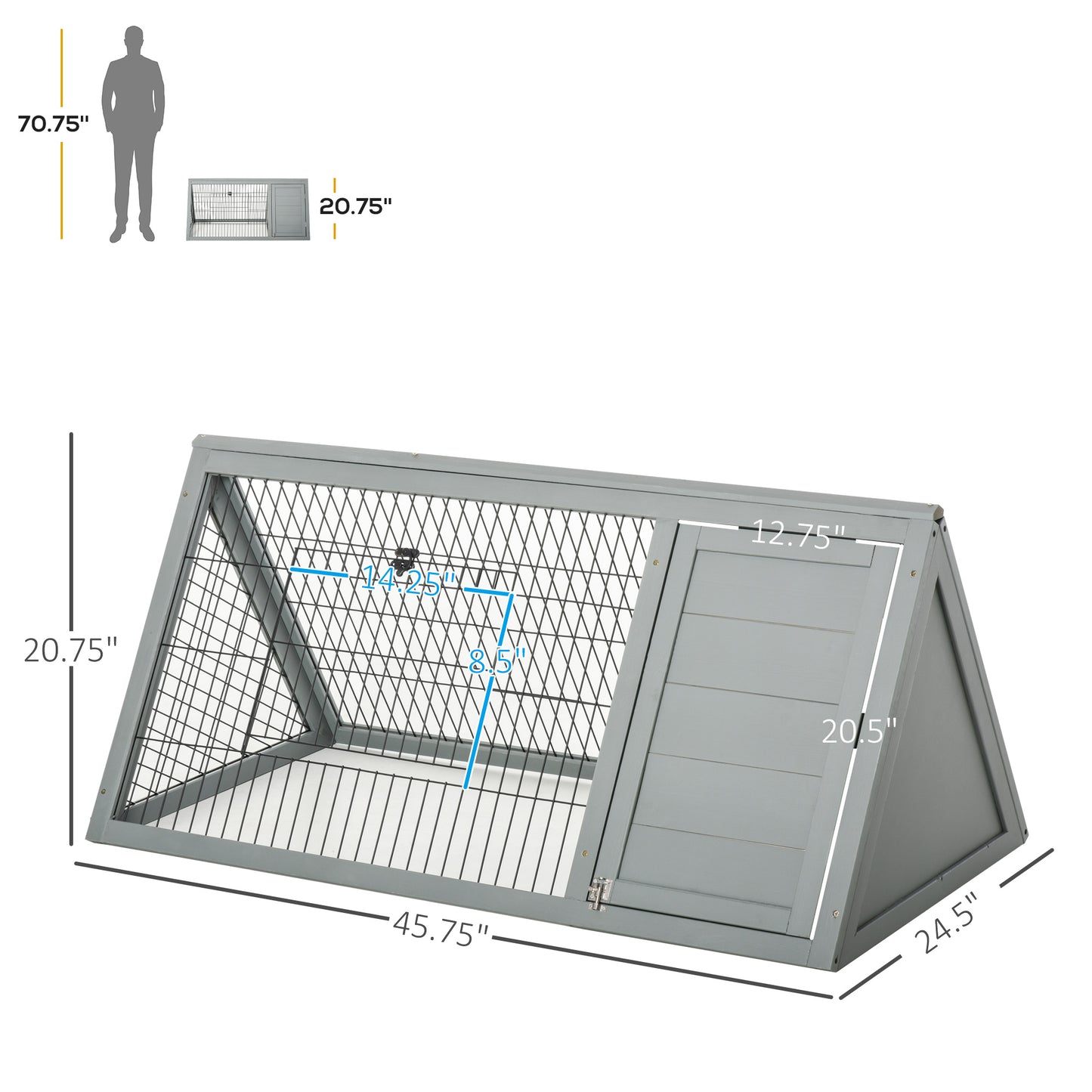 Outdoor Wooden Rabbit Hutch with Run - Small Animal Cage for Garden Backyard