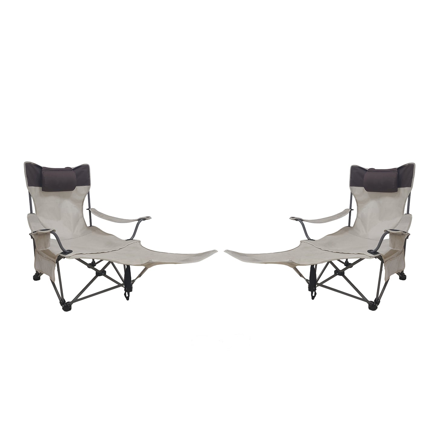 Folding Camping Chairs - Portable Adjustable Reclining with Cup Holder