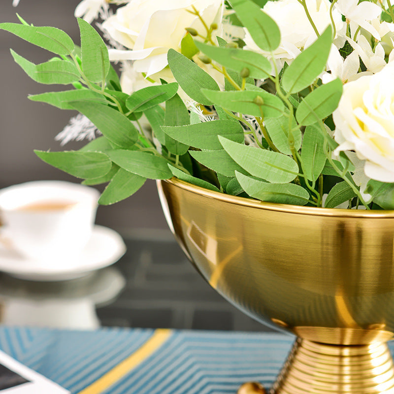 European Style Modern Metal Flower Vase - Luxury Stainless Steel Pot for Home & Garden