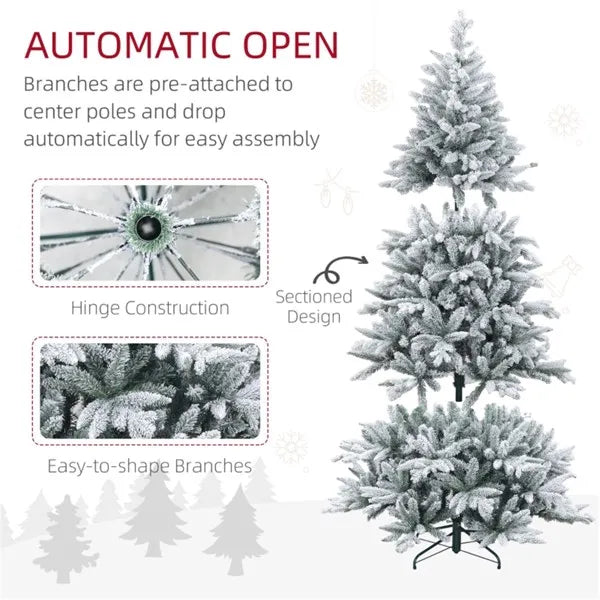 6ft Snow Flocked Christmas Tree with Metal Base