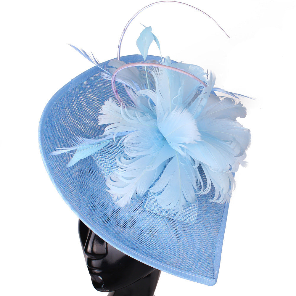 Dome Top Hat with Feathers - Women's Hair Clip