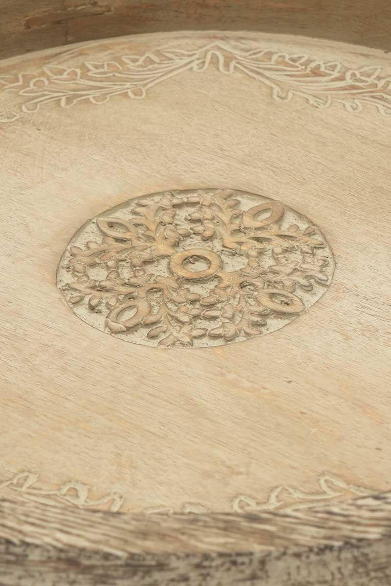 Round Mango Wood Serving Tray - 18 Rustic Brown Design For Stylish