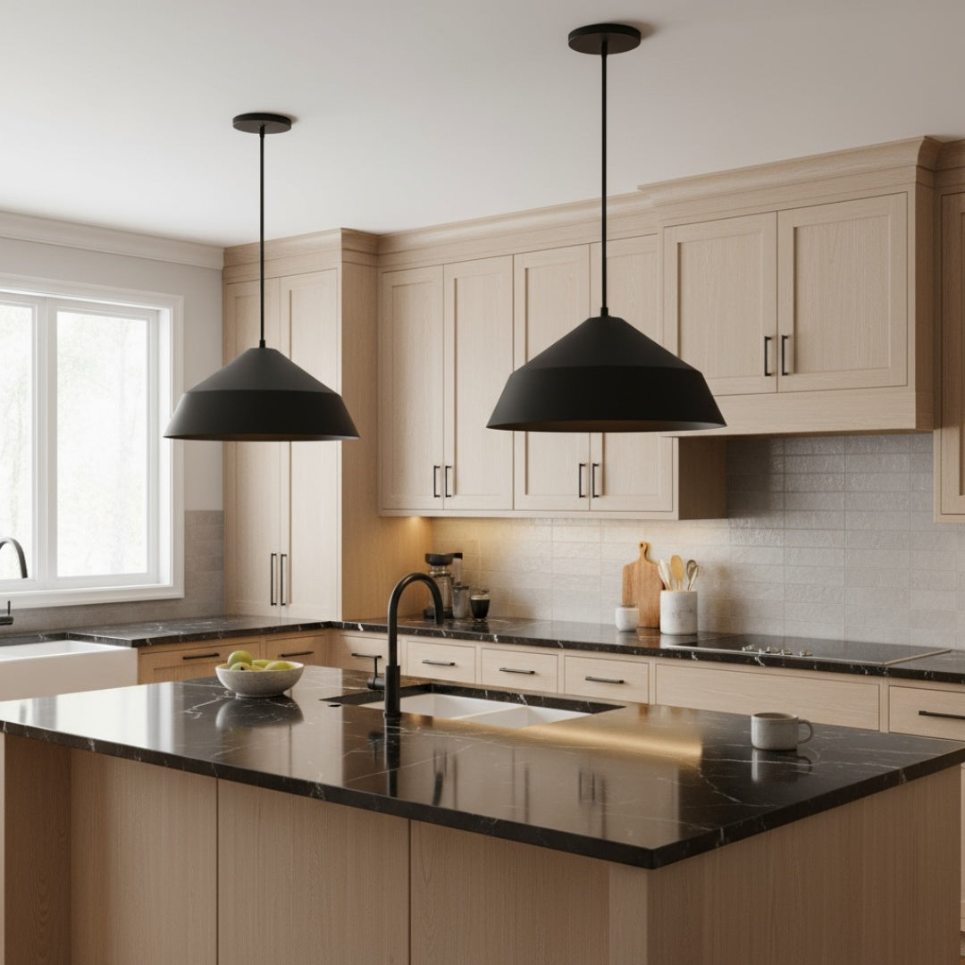 22-Inch Integrated LED Black Pendant Light Fixture