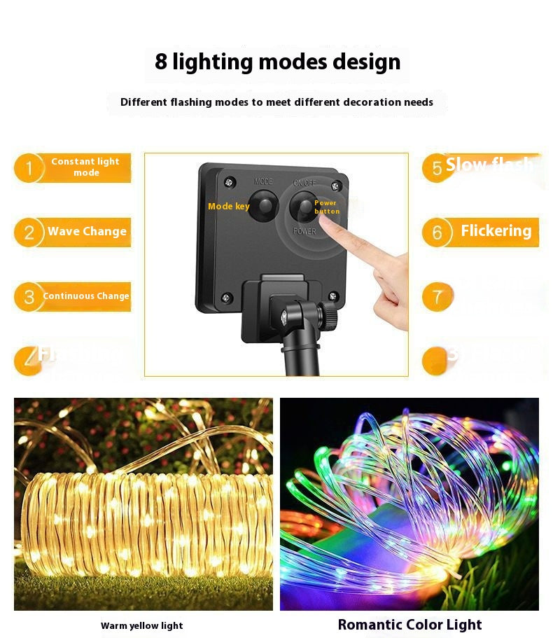 Solar Tube LED Outdoor Light Strip Waterproof Garden Decor 7M