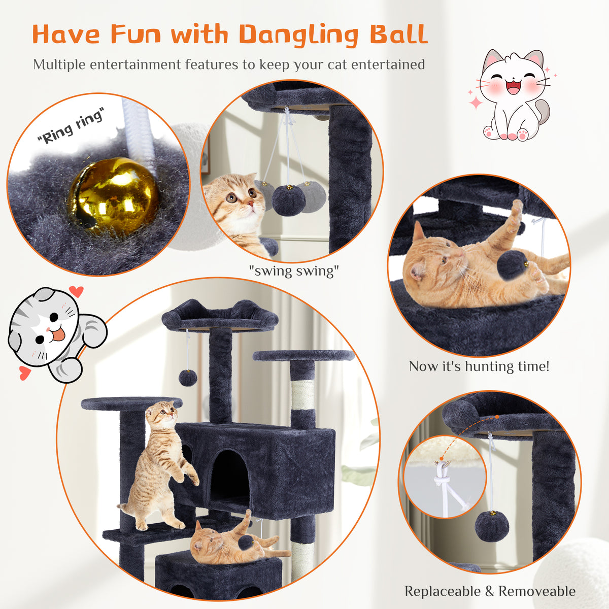 Multi Functional Cat Treehouse & Climbing Frame for Cats - Large Play Structure