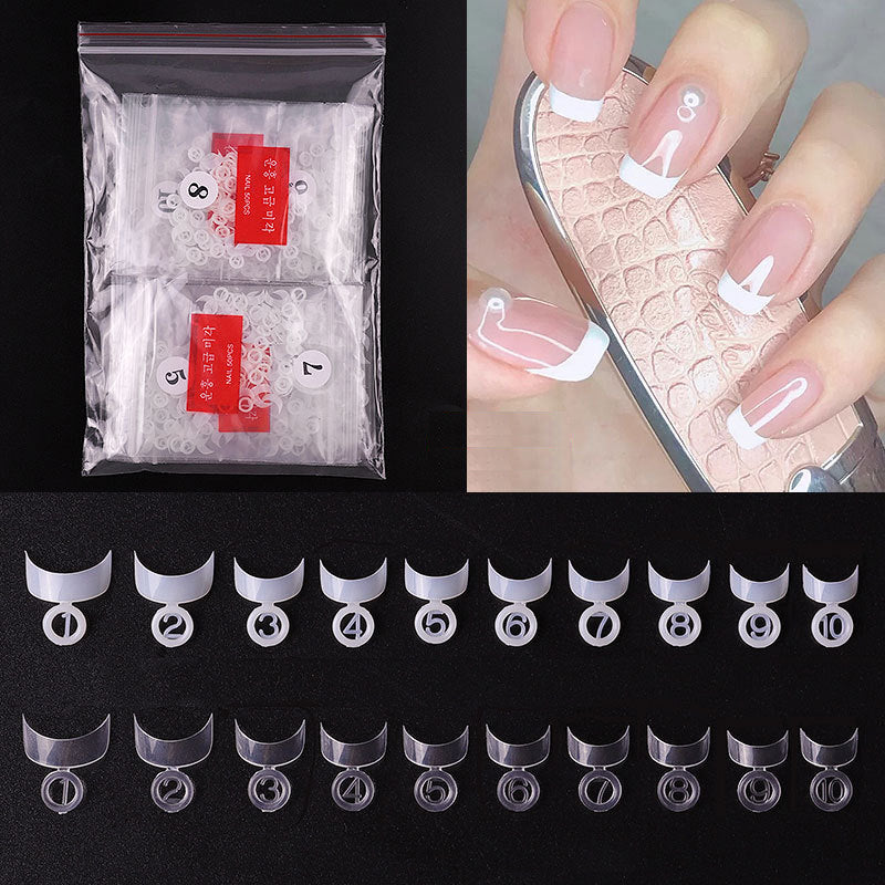 500 Acrylic Nail Tips - 10 Sizes, Crescent Edge