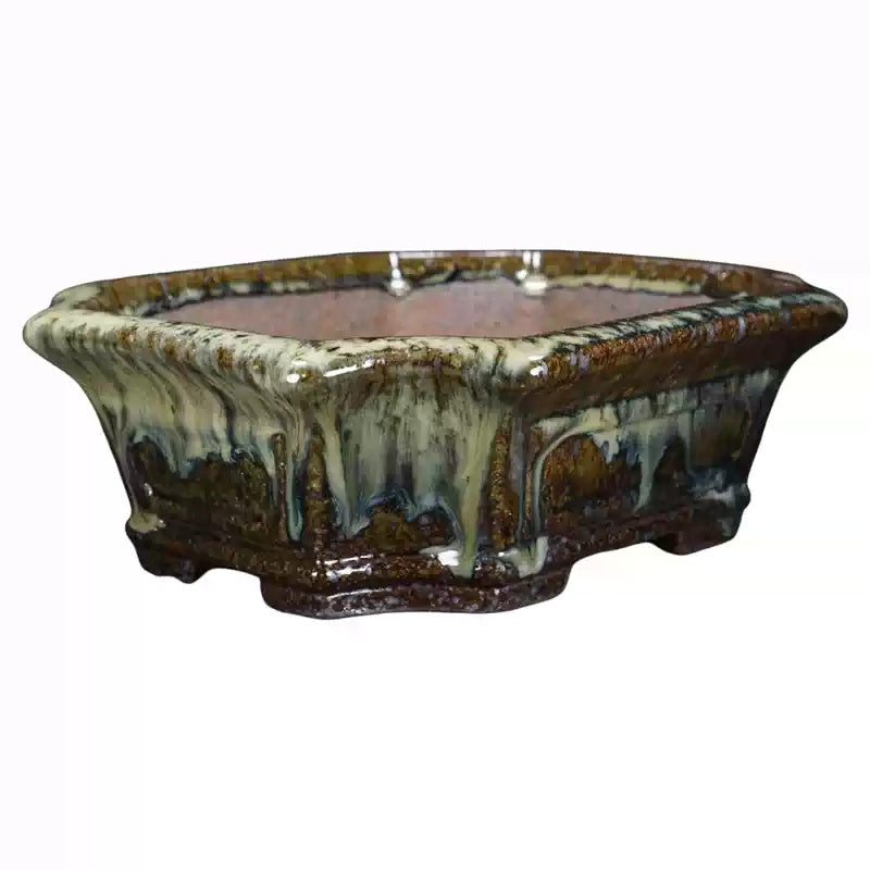Antique-Style Rectangular Flower Pot with Flared Rim and Drainage Holes