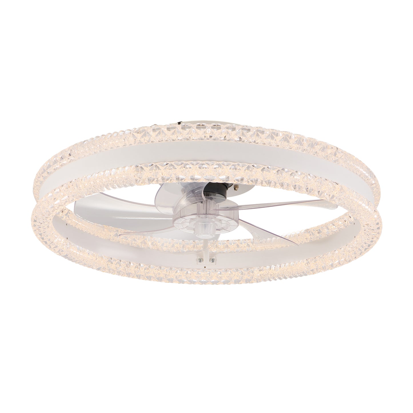 Luxury Double Ring LED Ceiling Fan with Light - Modern Flush Mount