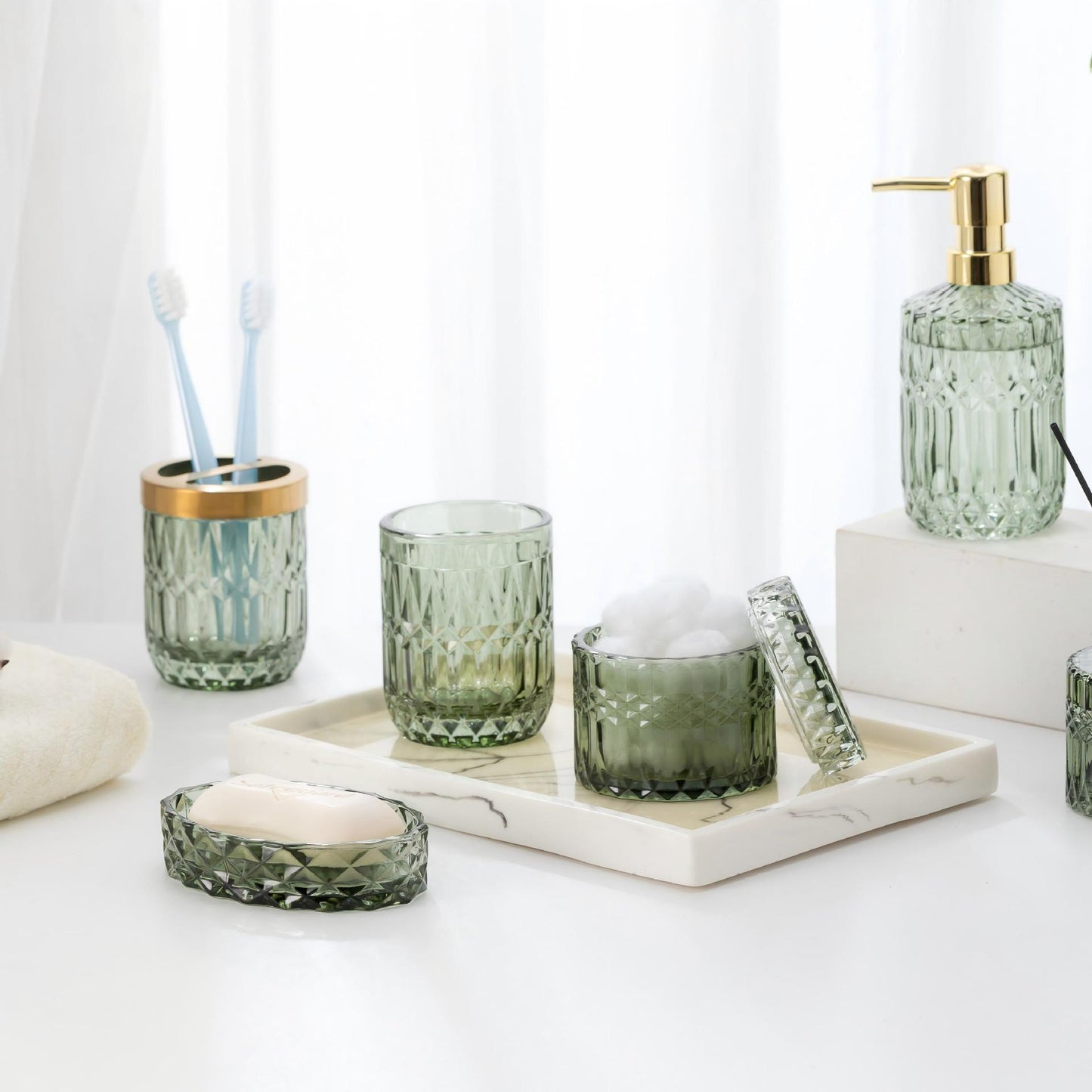 Luxury Glass Dispenser Set for Bathroom Lotion & Hand Soap