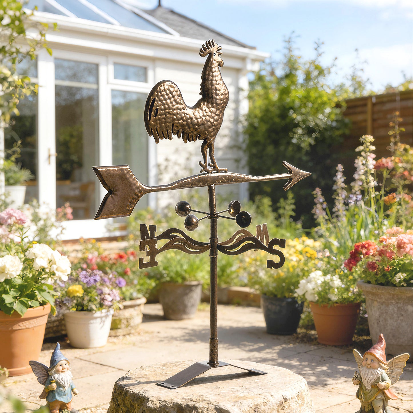 Metal Rooster Weathervane - Outdoor Roof Wind Direction Indicator