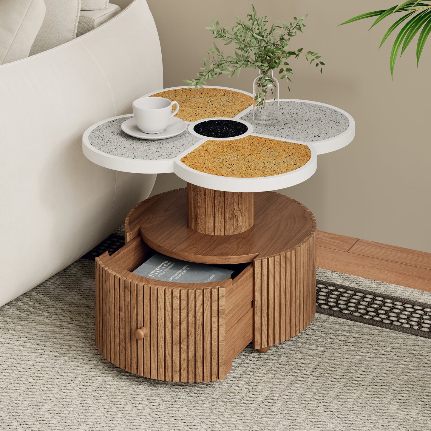 Unique Four-Leaf Clover Side Table For Living Room, Bedroom & Small