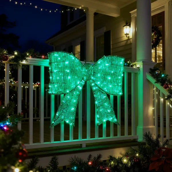 Giant Pre-Lit Christmas Bowknot Decoration with 124 LED Lights