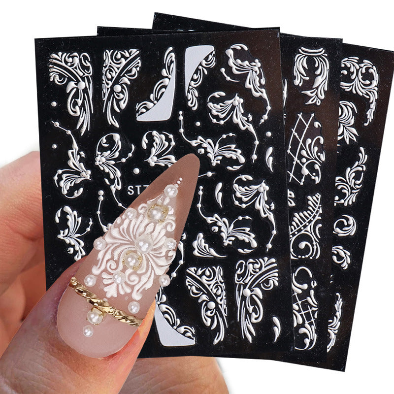 3D Carved Rose Pattern Nail Art Decorations Set - Multiple Styles