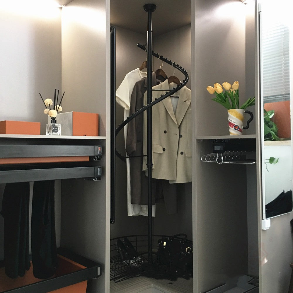 360 Degree Rotating Wardrobe Closet Hanger with Stainless Steel Rail - Adjustable Height