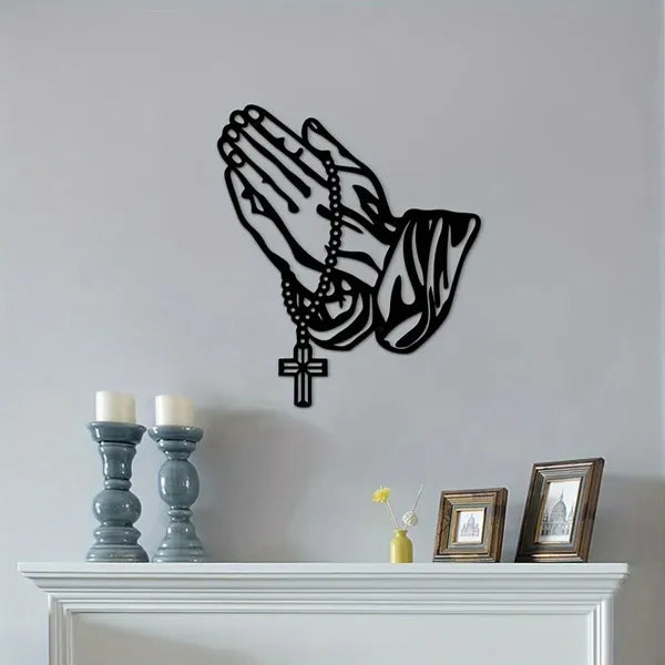Gothic Black Metal Cross Wall Art - Faith Decor for Home