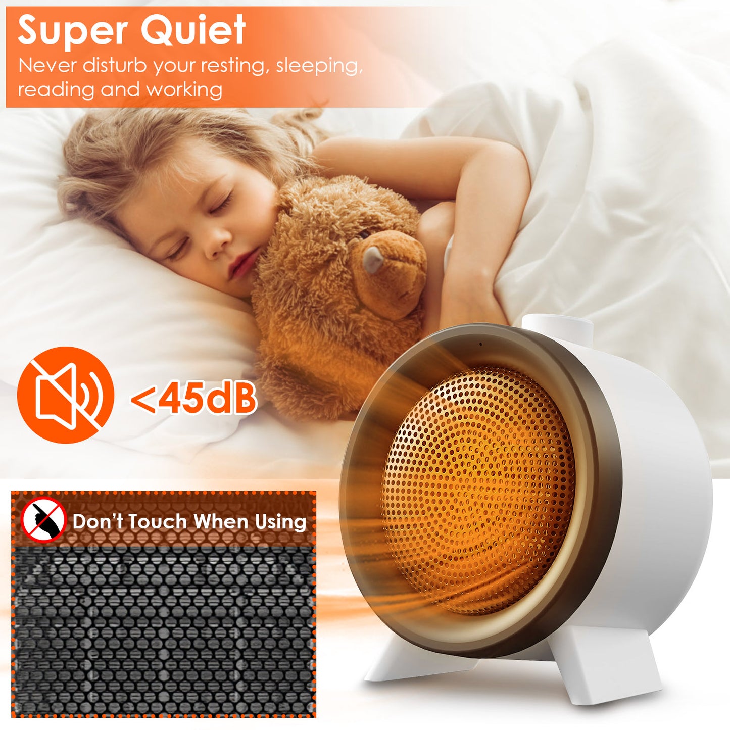 Portable Ceramic Space Heater with 3 Modes, Fast Heating, Tip-Over & Overheat Safety