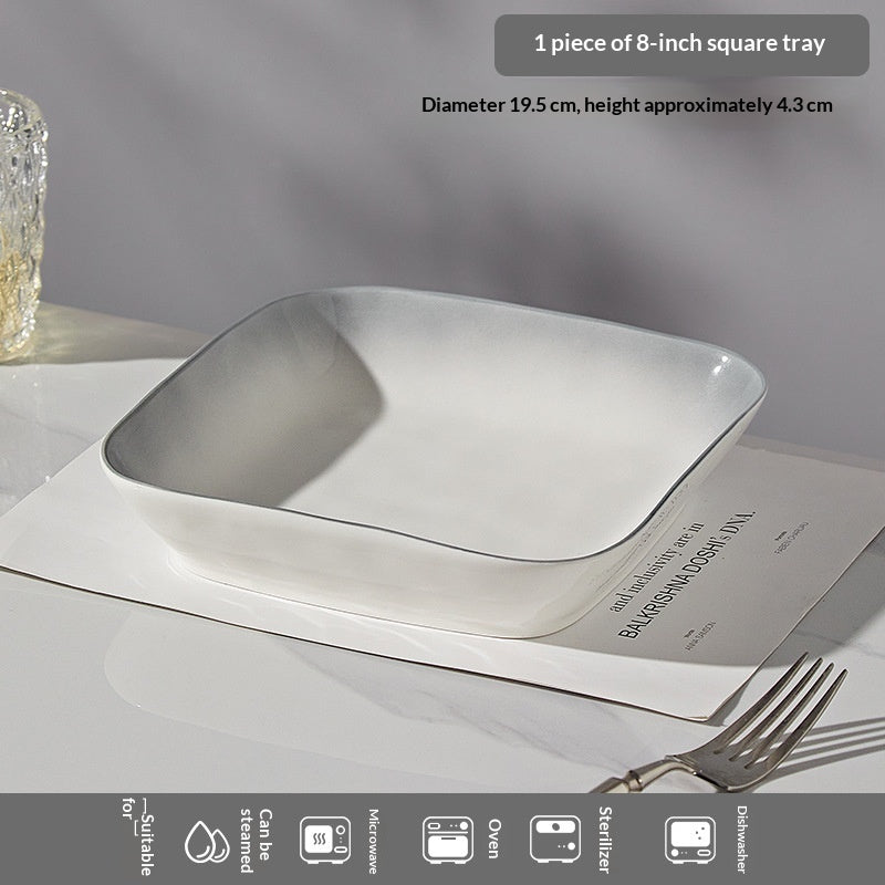 Gray Ceramic Bowls and Dishes Set for Kitchen Dining