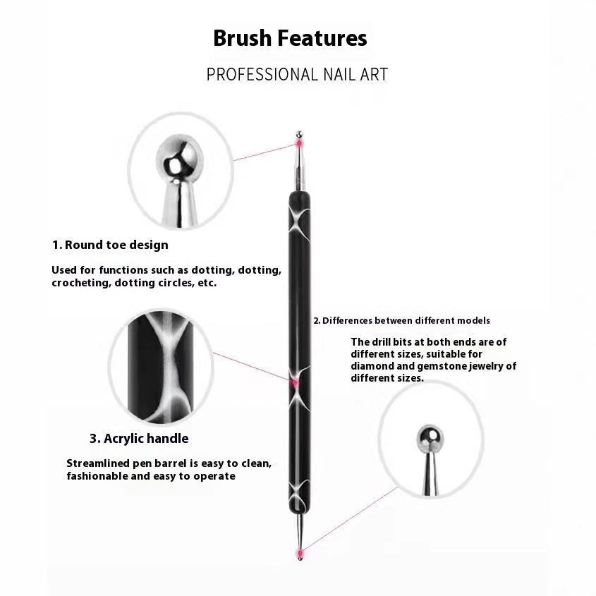 Acrylic Point Nail Brush Diamond Pen Line Pressing for Nail Art