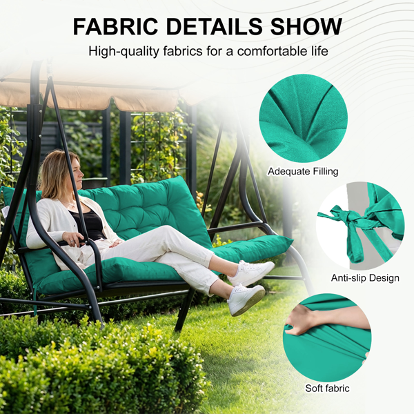 Waterproof 70-Inch Outdoor Swing Cushion with Backrest - Blue