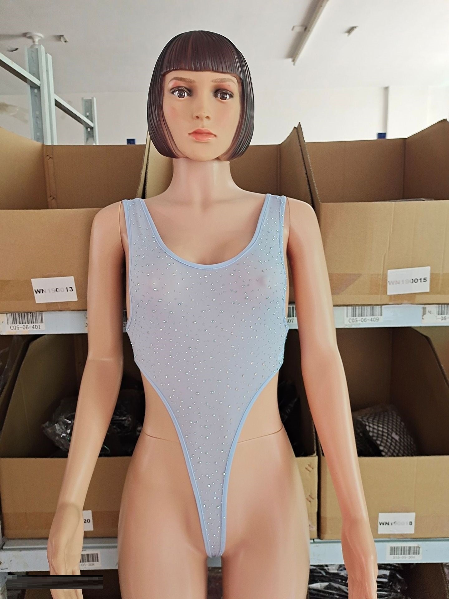 Sexy Ladies One-Piece Lingerie Bodysuit with Spot Drill Design