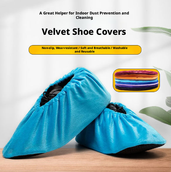 Flannelette Shoe Covers Glazed Blue - Waterproof Fabric Protectors, 1 Piece