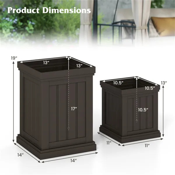 Set of 2 Stackable Weather-Resistant Planters with Drainage