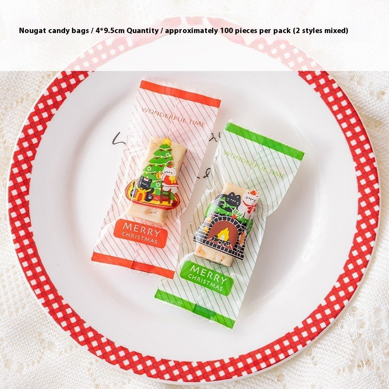 Christmas Pastry Packaging Box Set with Bear & Snowflake Ties - Holiday Cookie Gift Box