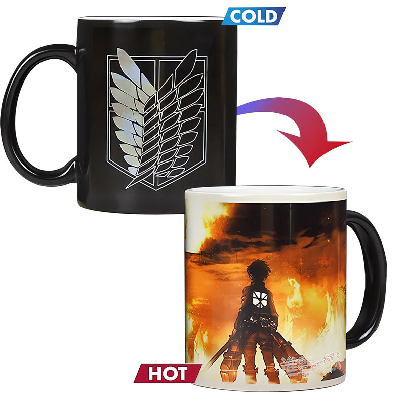 Temperature Sensitive Double-Layer Ceramic Mug with Pattern, 320ml