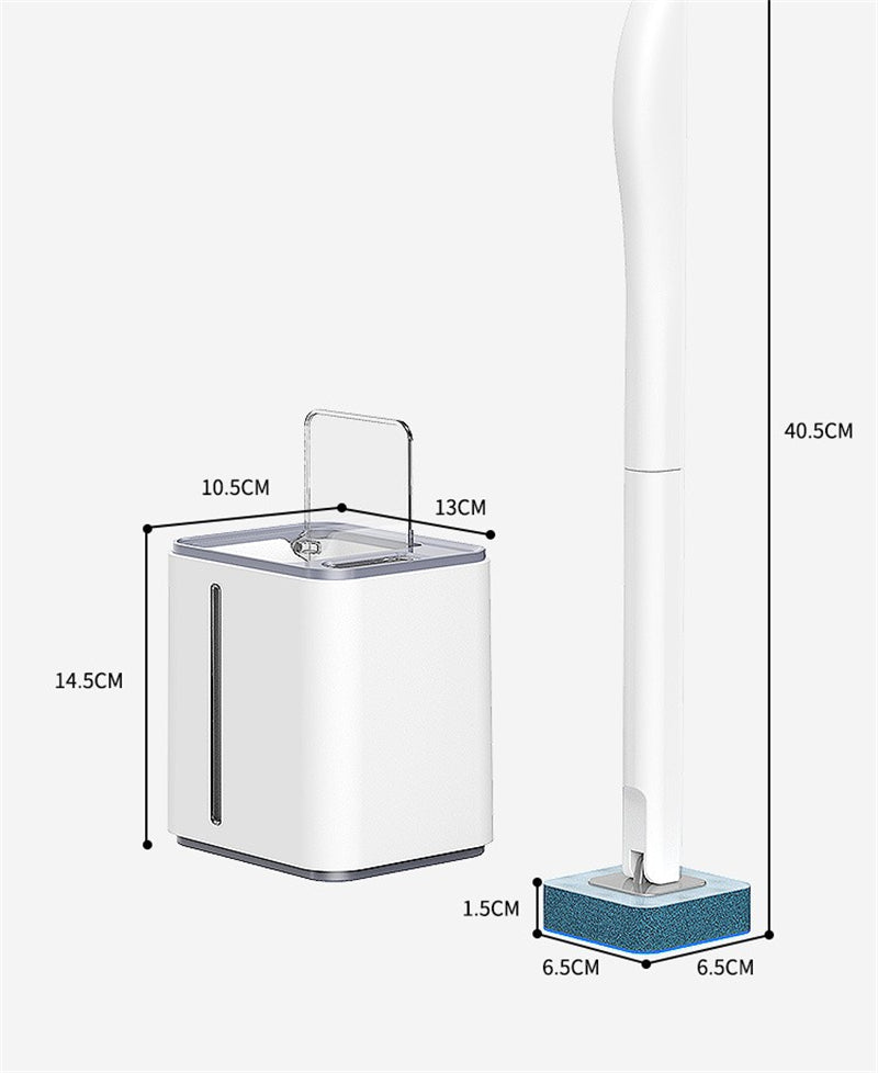 Disposable Toilet Brush with Long Handle and Replacement Head - White Grey