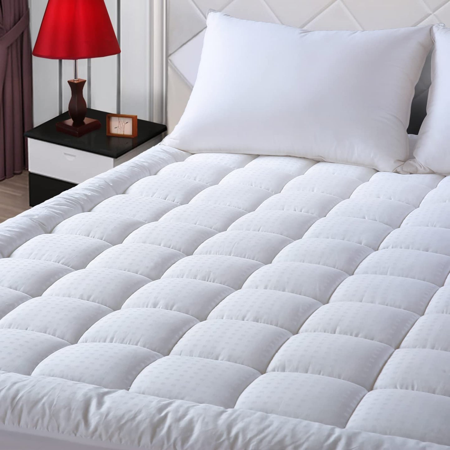 Cooling Mattress Topper Pad - Ultra-Soft Quilted Design, Deep Pocket