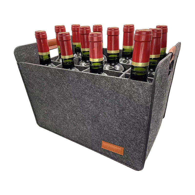 Large Capacity Felt Storage Basket for Household Organization - Black & Dark Grey