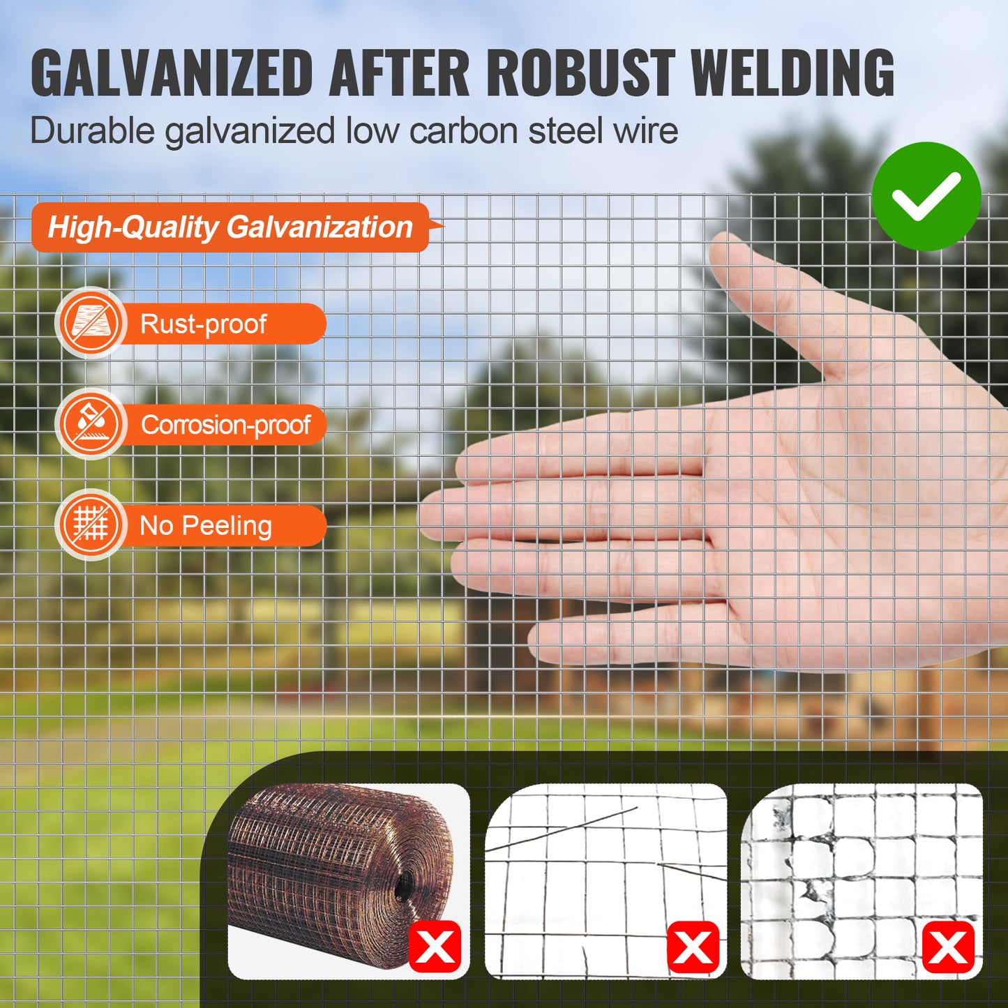 1/4 Inch Galvanized Wire Mesh Roll 36x100 Ft Chicken Fencing Garden Support