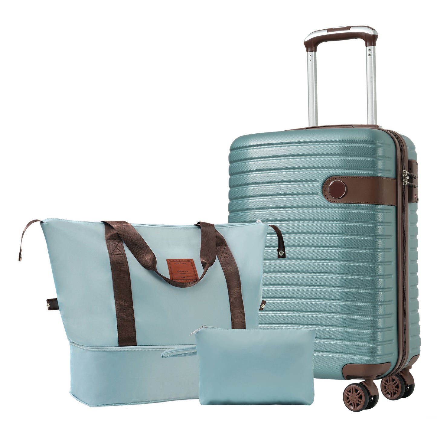 3-Piece Luggage Set - 20-Inch Carry-On Suitcase with Wheels - Blue