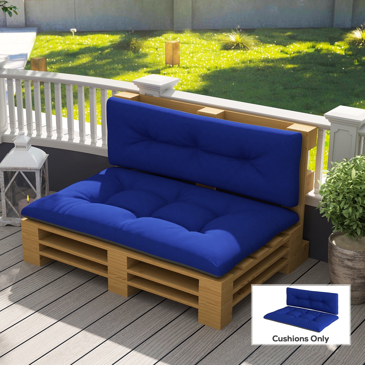 Outdoor Replacement Cushions Set - Tufted Navy Blue 3.9" Thick