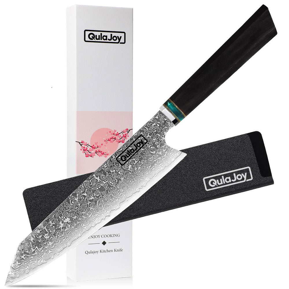 Japanese Gyuto Chef Knife - 9 Inch VG-10 Steel Blade with Ebony Handle