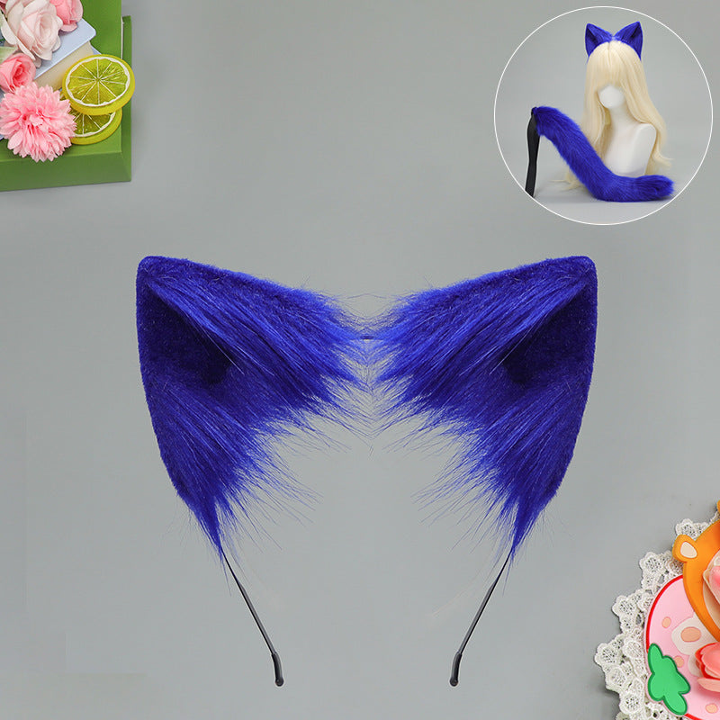 Cat Ear Headband and Tail Set - Plush, Trendy Cat Costume Accessory