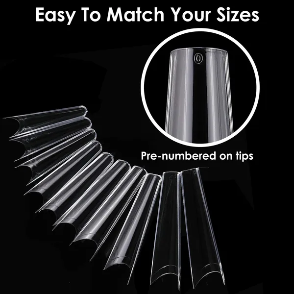 500pcs Extra Long C-Curve Nail Tips - Half Cover French Acrylic Nails