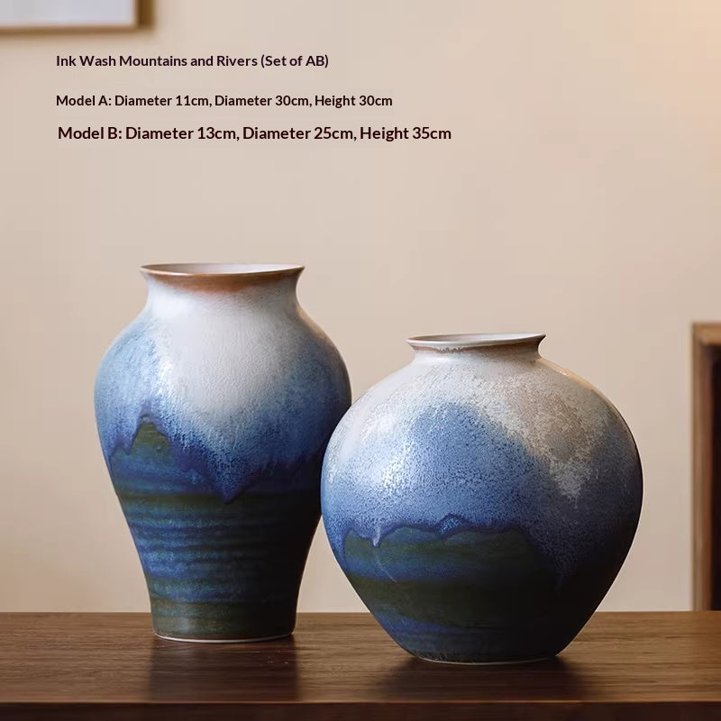 Chinese Style Ceramic Vase - Multiple Sizes & Set Options for Home Decor