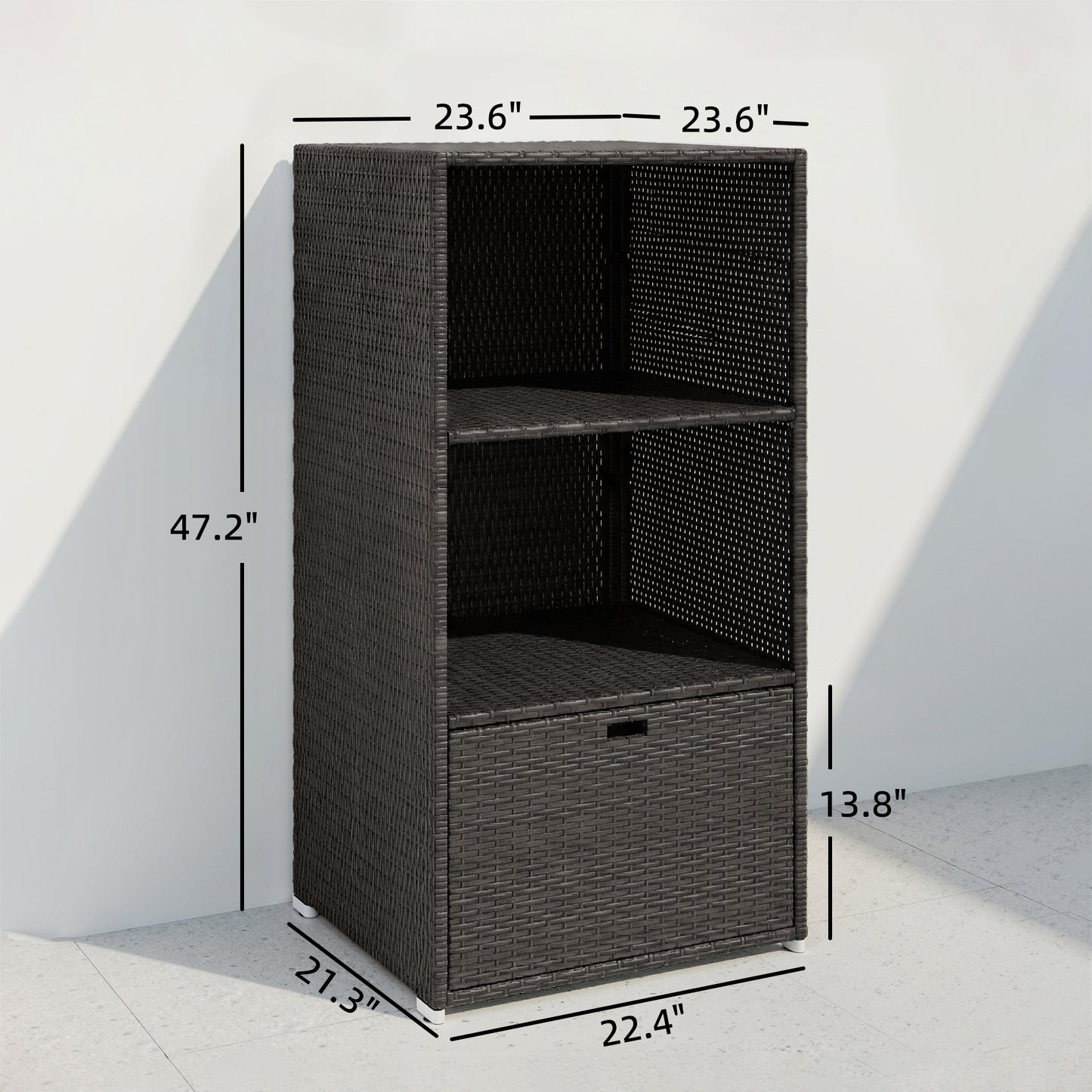 Water-Resistant Pool Towel Rack with 2 Shelves and Basket Drawer