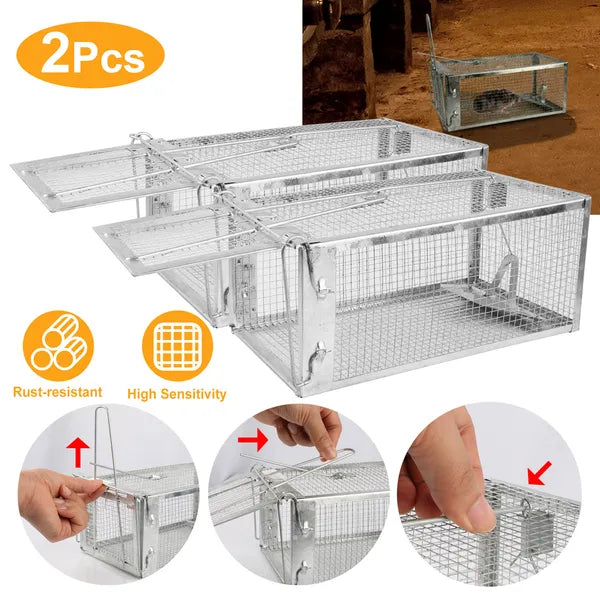 humane Mouse Trap Set - High Sensitivity Gravity Auto-Lock Rodent Catcher, Galvanized Steel, Safe for Kids & Pets
