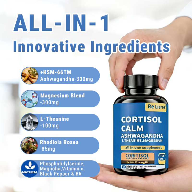 Stress Management Capsules with Ashwagandha & L-Theanine - 60 Capsules