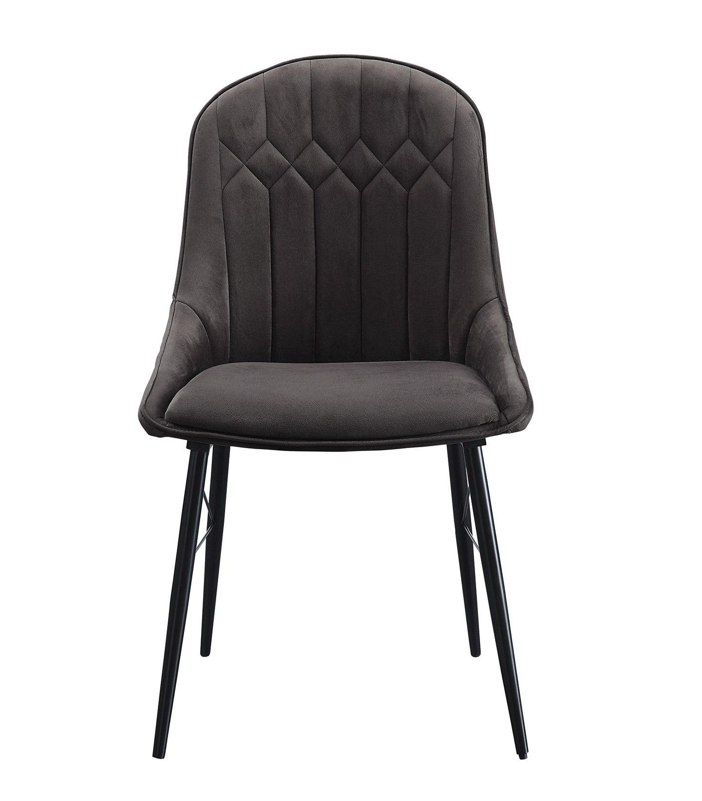 Set of 2 Dark Gray Fabric Side Chairs with Black Finish