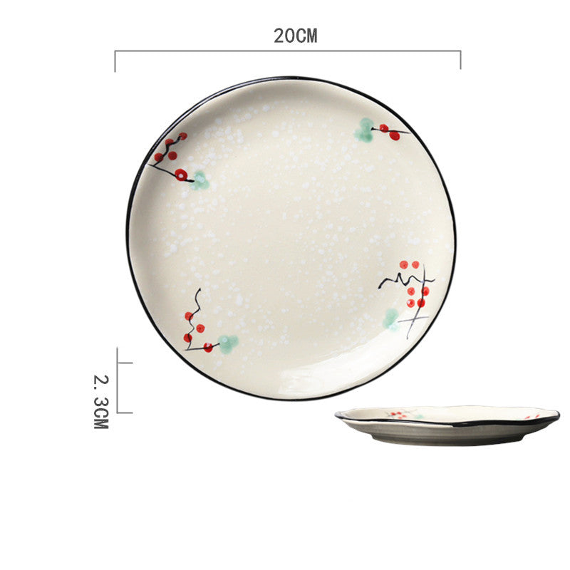 Ceramic Hand-Painted Western Style Breakfast Plate 8 Inch Microwave Safe