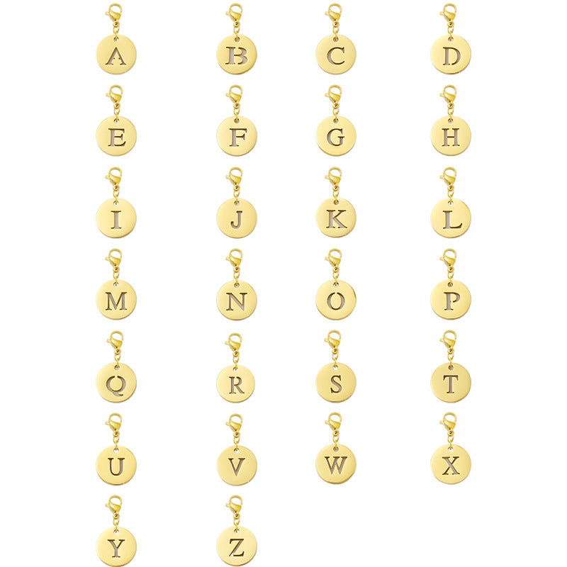 Alphabet Letter Stainless Steel Jewelry Pendant Set - Titanium Steel Bracelet & Necklace Accessories